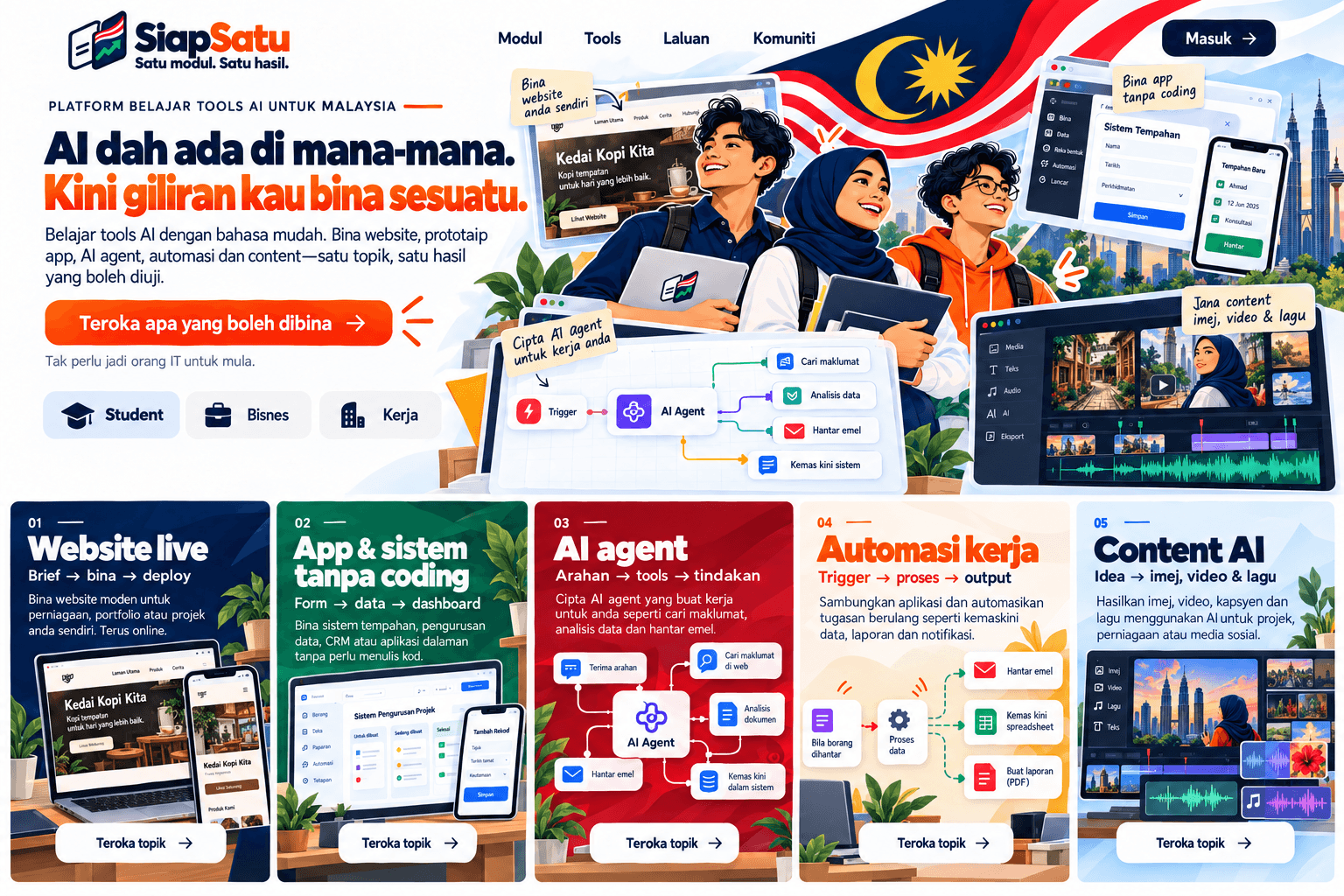 SiapSatu — Satu modul. Satu hasil. Platform Mikro-Pembelajaran AI & Digital Tools